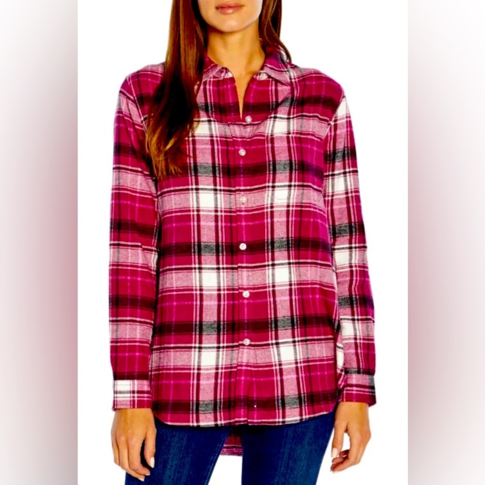 GAP Boyfriend Pink/Whitw Flannel Small-Medium Button